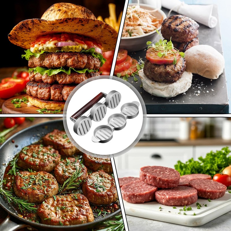 Sausage Patty Press Mini Burger Maker 3 Slots 2.64Inch Molds BBQ Camping gallery