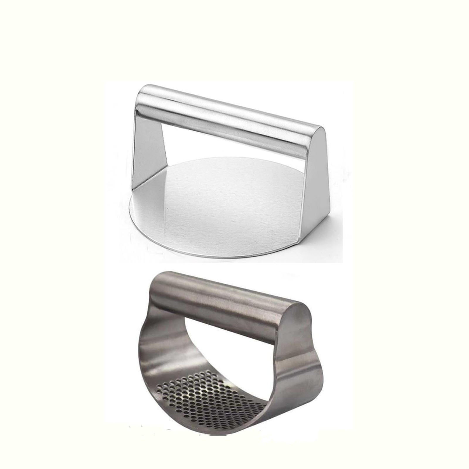 2PCS Set Stainless Steel 5.5 Inch Round Burger Meat, Press 1.5 Inch Garlic Set gallery