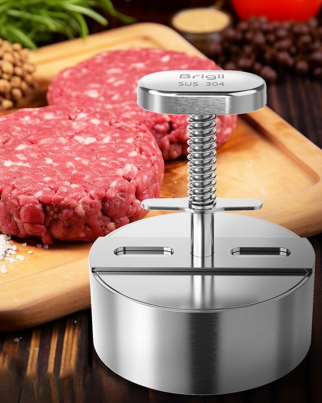 304 Stainless Steel Burger Press 4.5" Hamburger Patty Maker, Heavy Duty gallery