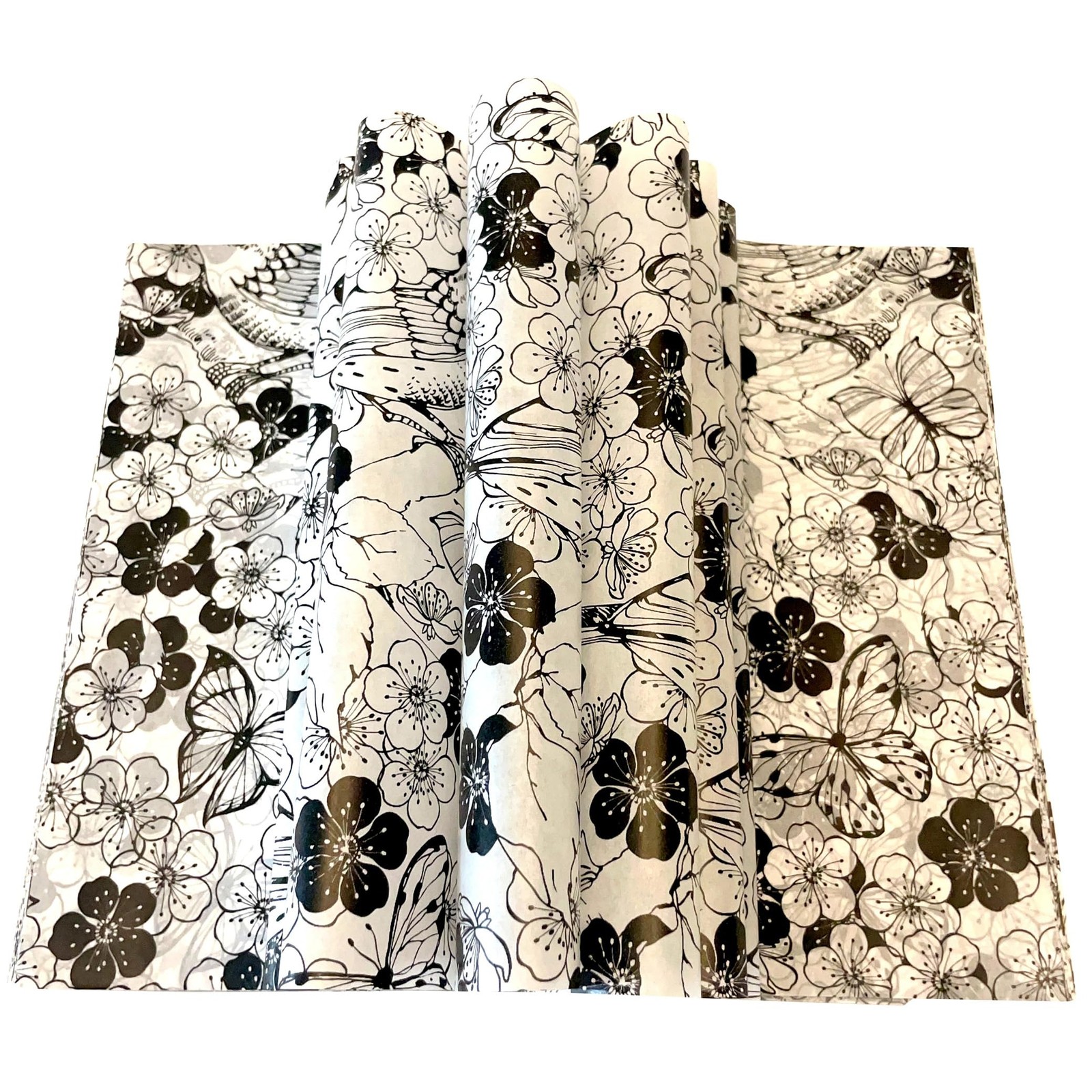 Suiwen 150pcs Summer Black and White Floral Wax Paper Sheets 25*22cm, Green gallery