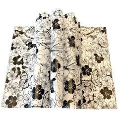 Suiwen 150pcs Summer Black and White Floral Wax Paper Sheets 25*22cm, Green