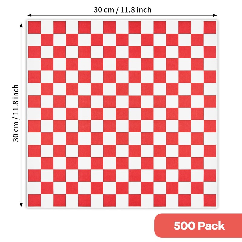 ZORRITA 500 Sheets Red and White Checkered Deli 12 x 12 inch, Red/White gallery