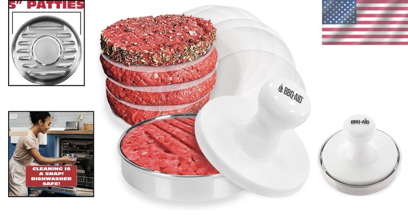Stylish Heavy-Duty Burger Press - 5 Inch Round for Griddle and Grill Cooking gallery
