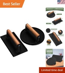 Heavy-Duty Cast Iron Burger Press with Comfort Grip for Perfectly Grilled Bacon