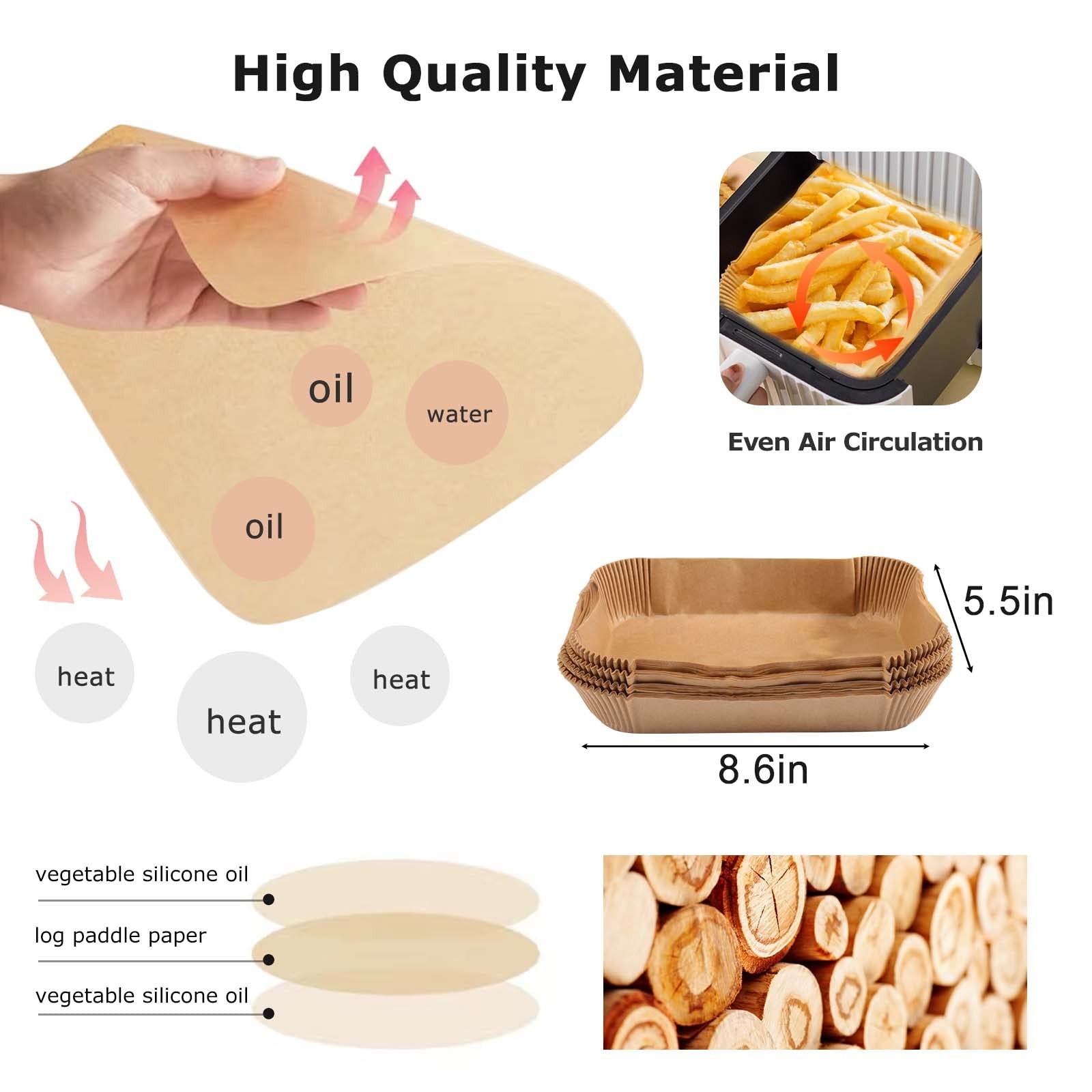 100Pcs Air fryer Baking Paper Rectangular - Large, gallery