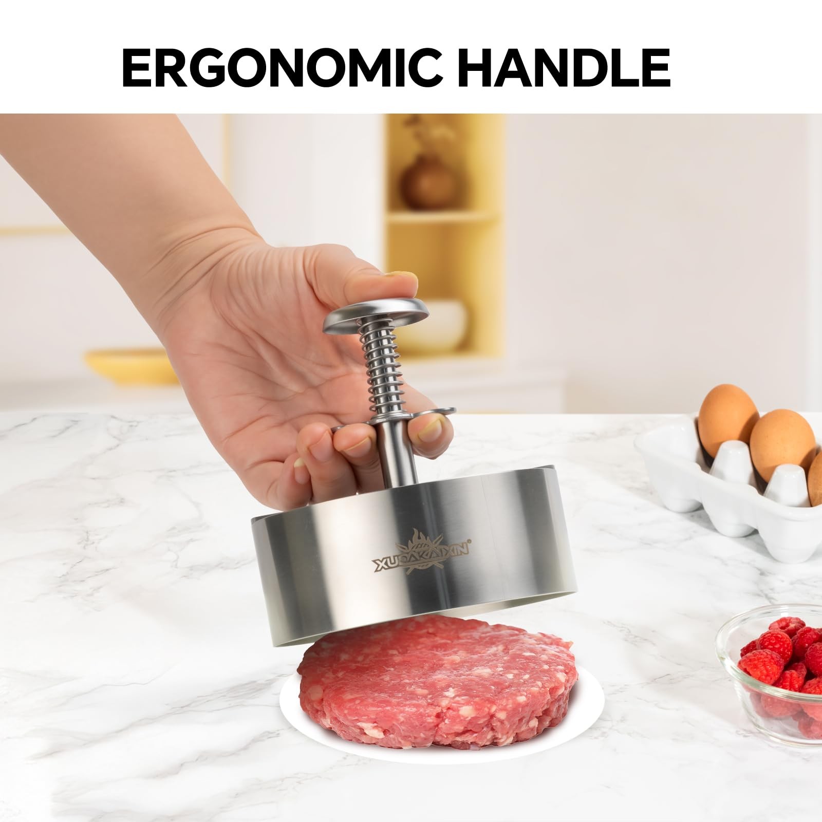 Burger Press Patty Maker 304 Stainless Steel Heavy Duty Easy Release NonStick B gallery