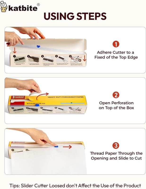 Katbite Heavy Duty Parchment Paper Roll for Baking, 12 12 in x 262 ft, White gallery