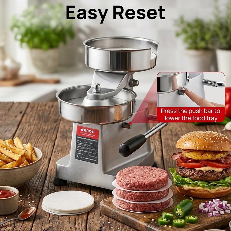 Commercial Burger Patty Maker 6", Stainless Steel Heavy Duty Burger Press Meat gallery