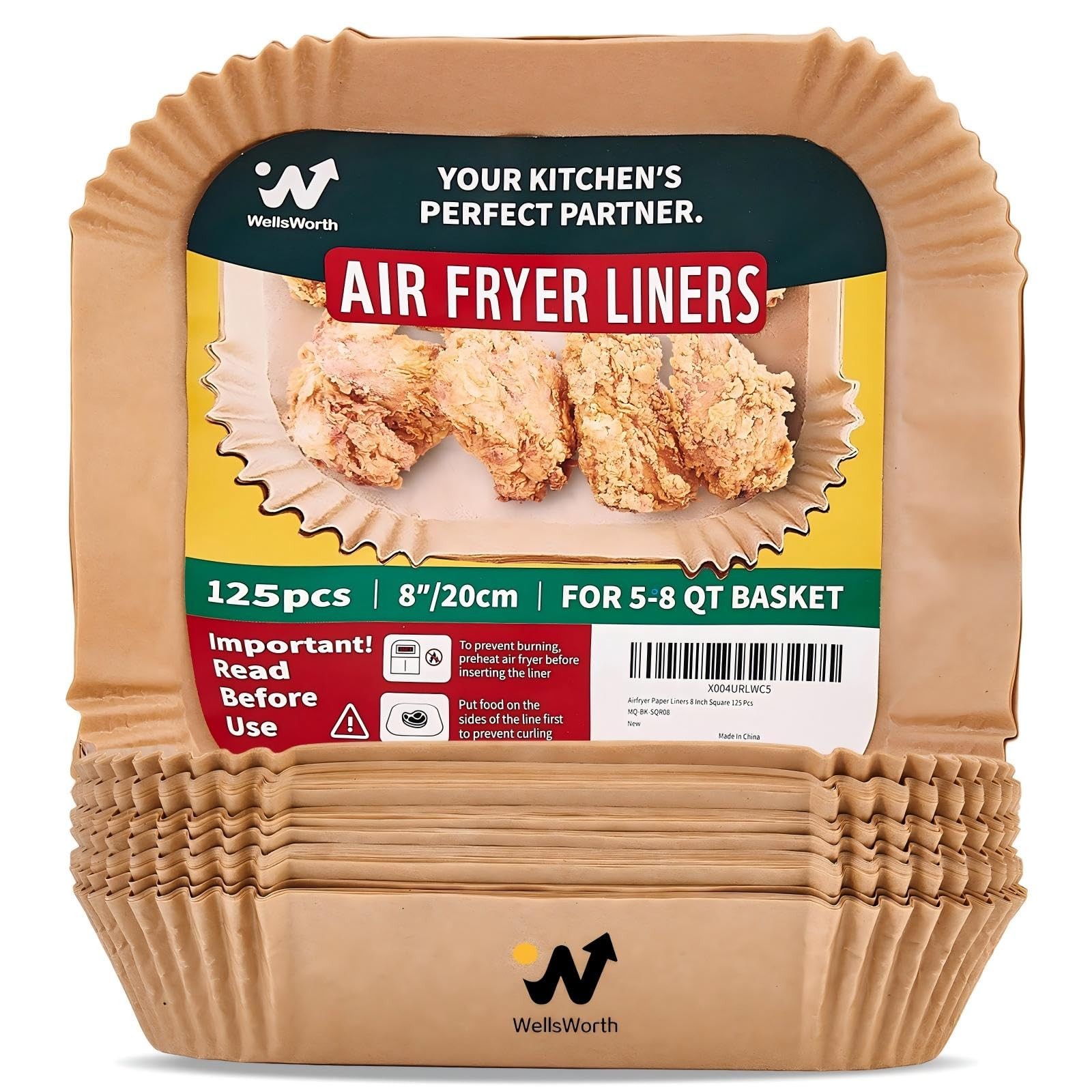 40GSM Air Fryer Paper Liners, 125Pcs 8 inch Disposable Parchment 8" Square gallery
