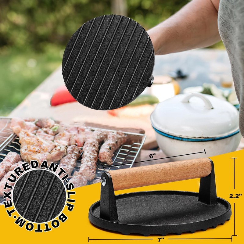 AIVIKI Burger Press, Smash Press for Blackstone Griddle, Heavy Round gallery
