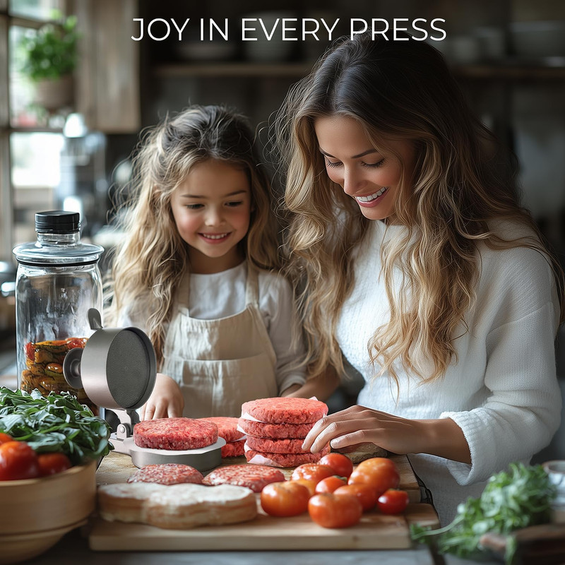 Burger Press Patty Maker – Adjustable Thickness (1/4 Lb to 3/4 Lb) with Ejector gallery