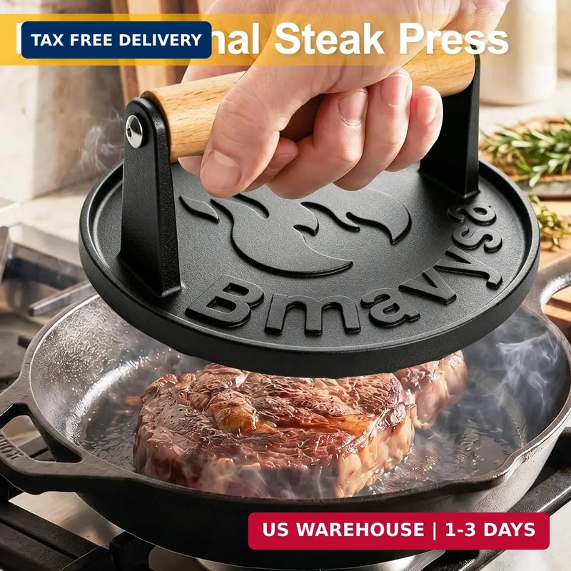 Heavy-Duty Cast Iron Smash Burger Press, Non-Stick and Rust Resistant, Burger Sm gallery