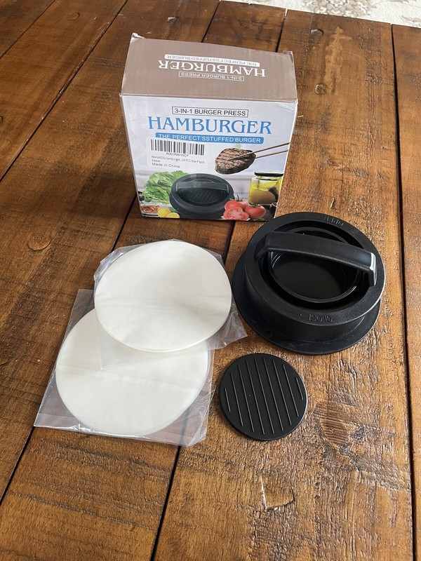 3 in 1 Stuffed Burger Press Patty Maker Rings Molds Kit, with Wax Paper gallery