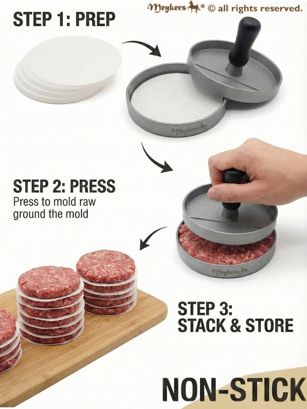 Patty Paper Sheets for 4/4.5 Inch Burger Press | 500 Pcs round | Hamburger Maker gallery