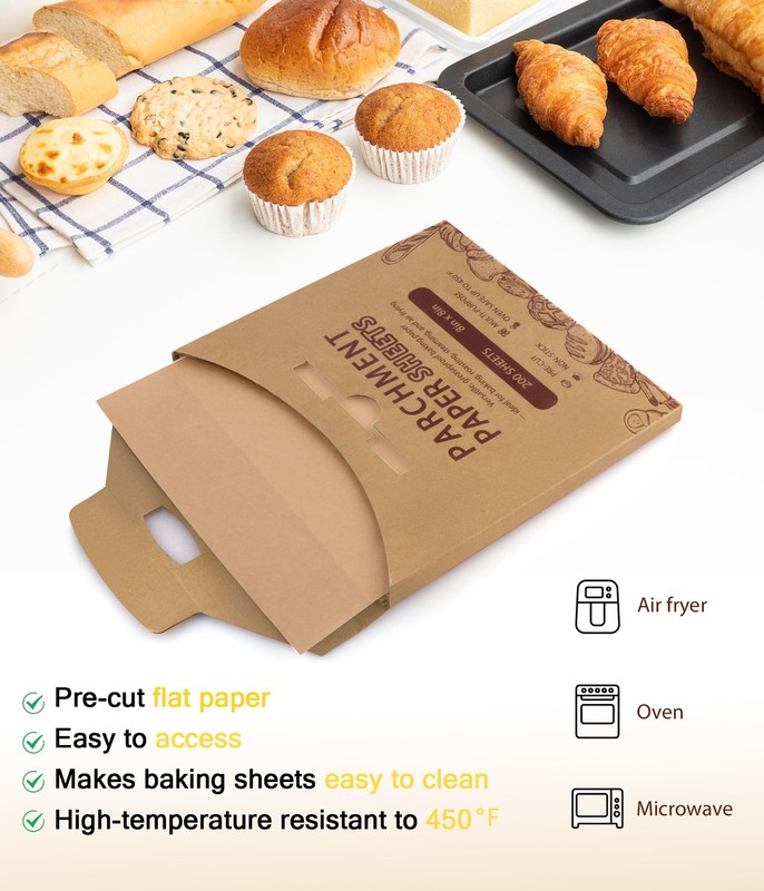 Parchment Paper Sheets, 200Pcs 12x12 Inch Squares Precut in, Brown gallery
