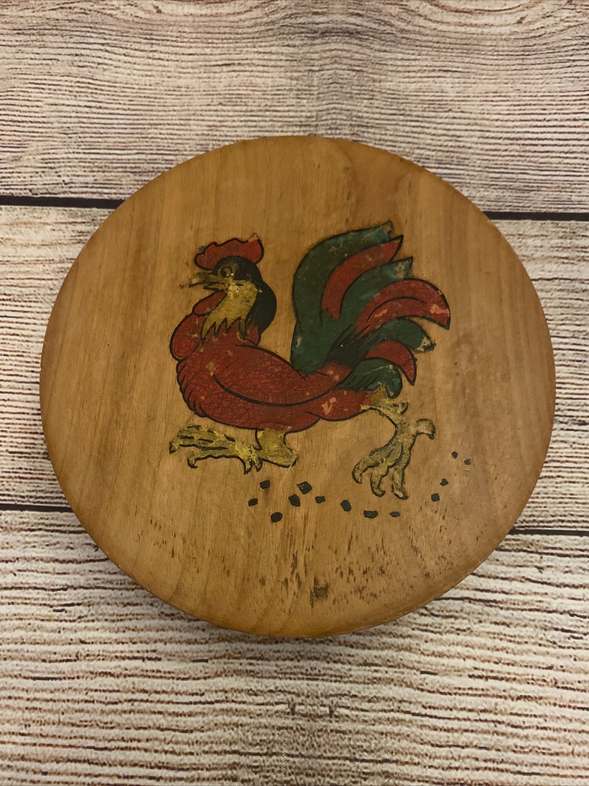 Wooden Hinged Rooster Vintage Hamburger Press Wall Art Japan 6” Red Green gallery