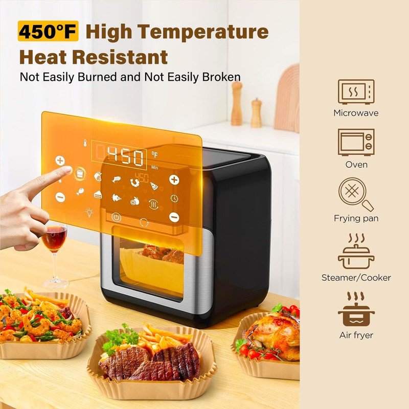 Air Fryer Liners Disposable, 125Pcs Parchment 8Inch-Square-125PCS, Yellow gallery