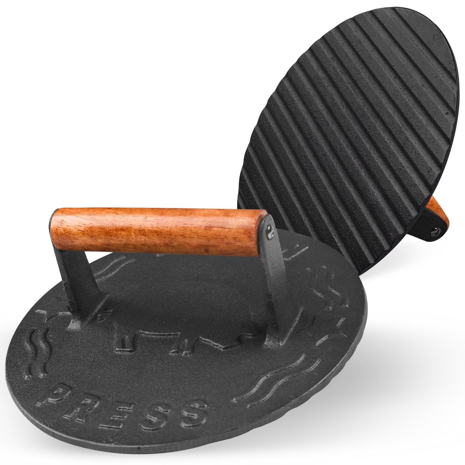 HeavyDuty Cast Iron Burger Press 7 Inch Round Burger Smasher, Grill Press for... gallery