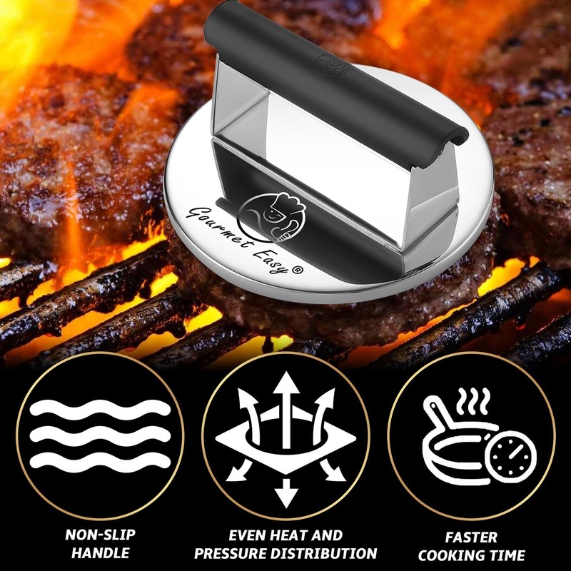 2lb Smash Burger Press Stainless Steel, Burger Smasher for Griddle Heat Resis... gallery