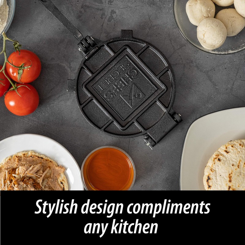 Chef's Secret 8 Inch Tortilla Cast Iron Press, Quickly Easily Makes Black gallery