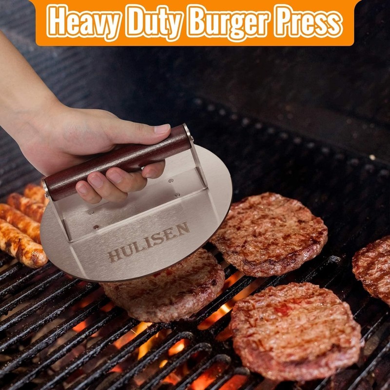 Heavy-Duty 8.5-Inch Burger Press with 12-Inch Basting Cover for Seamless Cooking gallery