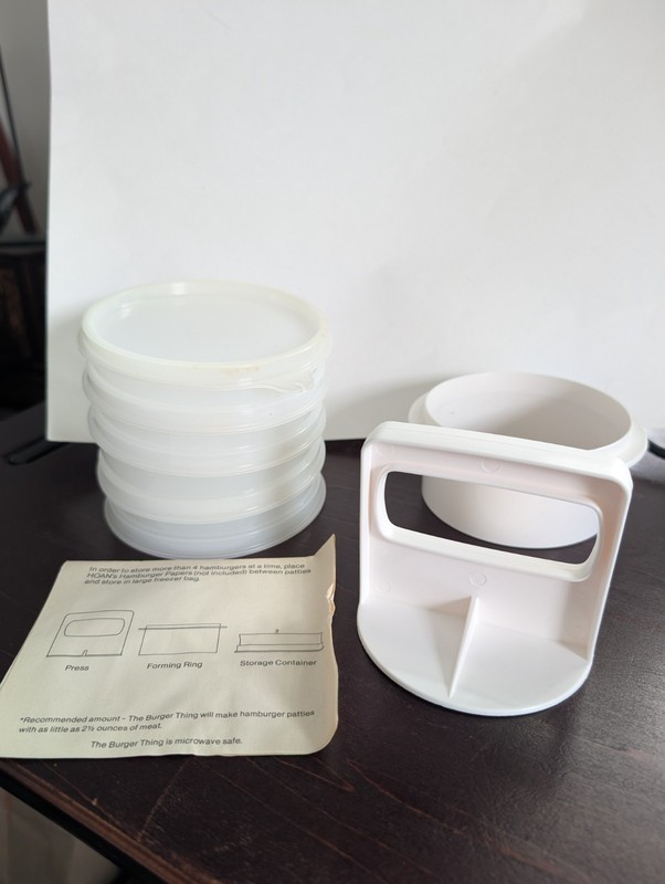 VINTAGE The Burger Thing by Hoan - 1/4 Pound Burger Press COMPLETE w/ Box 1985 gallery