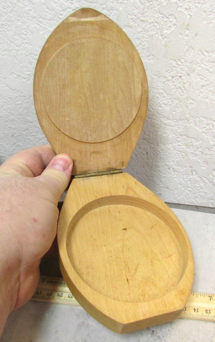 Vintage Wood Hamburger Press hand painted in Japan Woodpecker Woodware, kitchen gallery