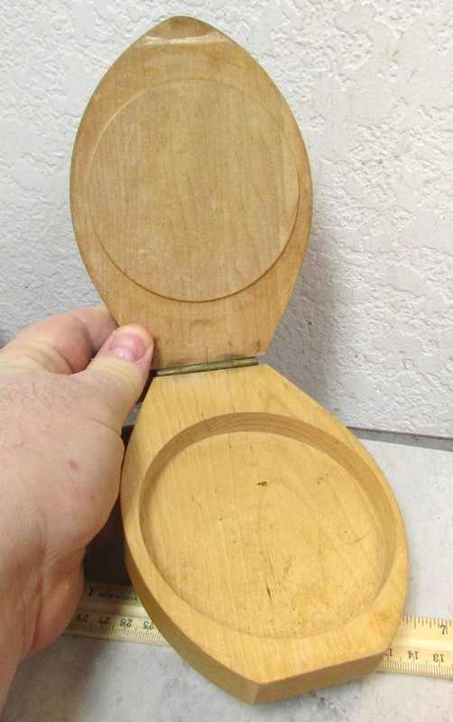 Vintage Wood Hamburger Press hand painted in Japan Woodpecker Woodware, kitchen gallery