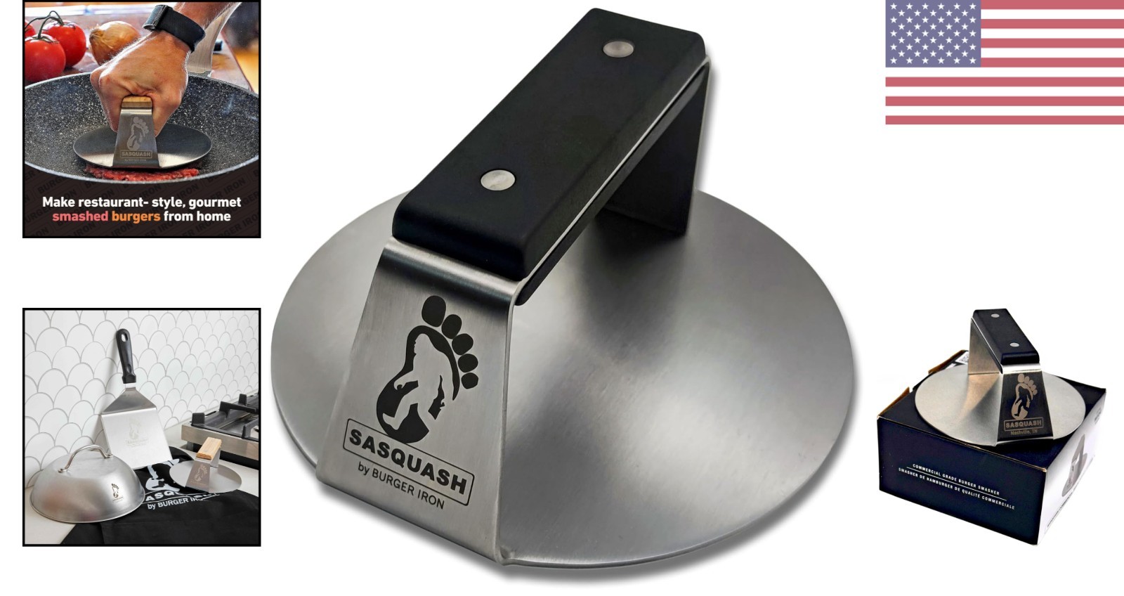 Sasquash 6" Heavy Duty Stainless Steel Burger Press: Ultimate Smasher Revolution gallery