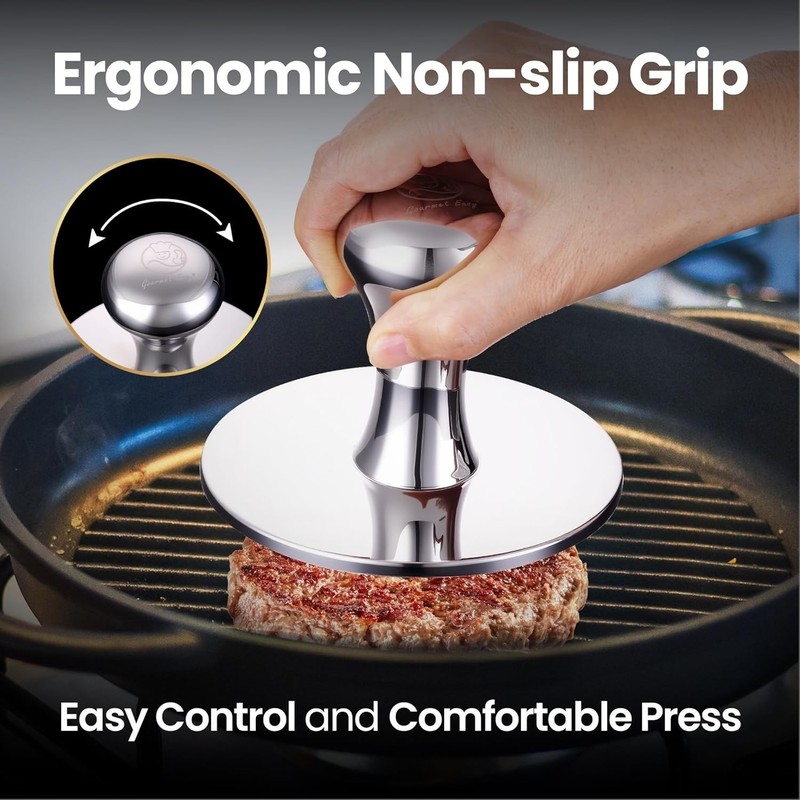 Ergonomic Smash Burger Press & Patty Maker - Mirror Polished & Dishwasher Safe gallery