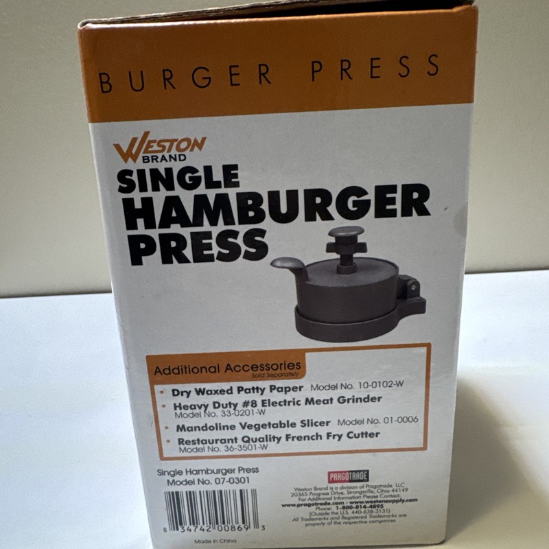 Weston Burger Hamburger Press Adjustable Thickness 4 1/2" Patties 1/4lb to 3/4lb gallery