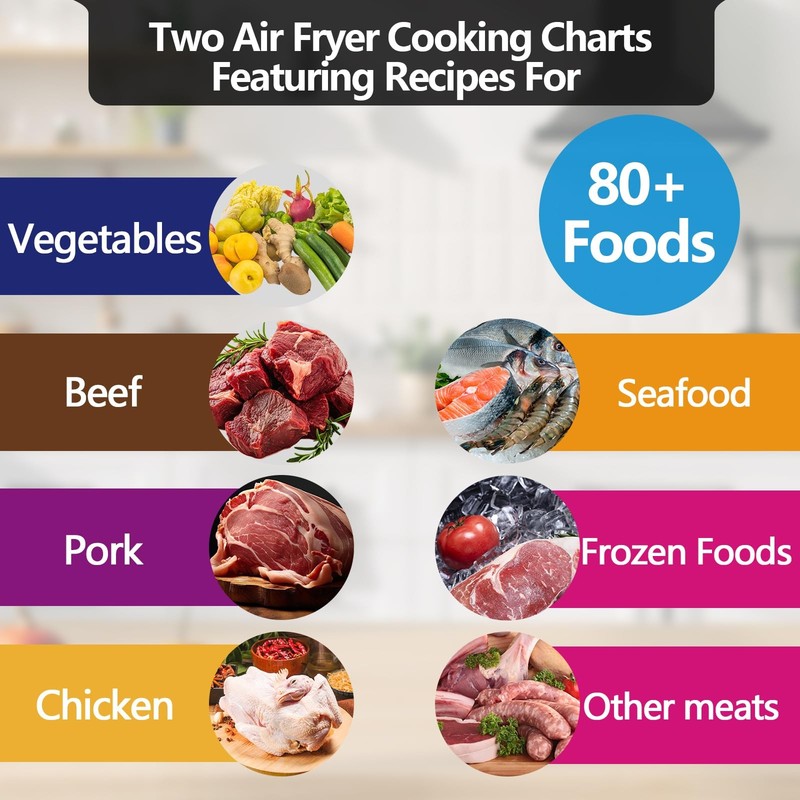 Air Fryer Cooking Times Magnetic Chart - 2-Piece Chart, Black gallery