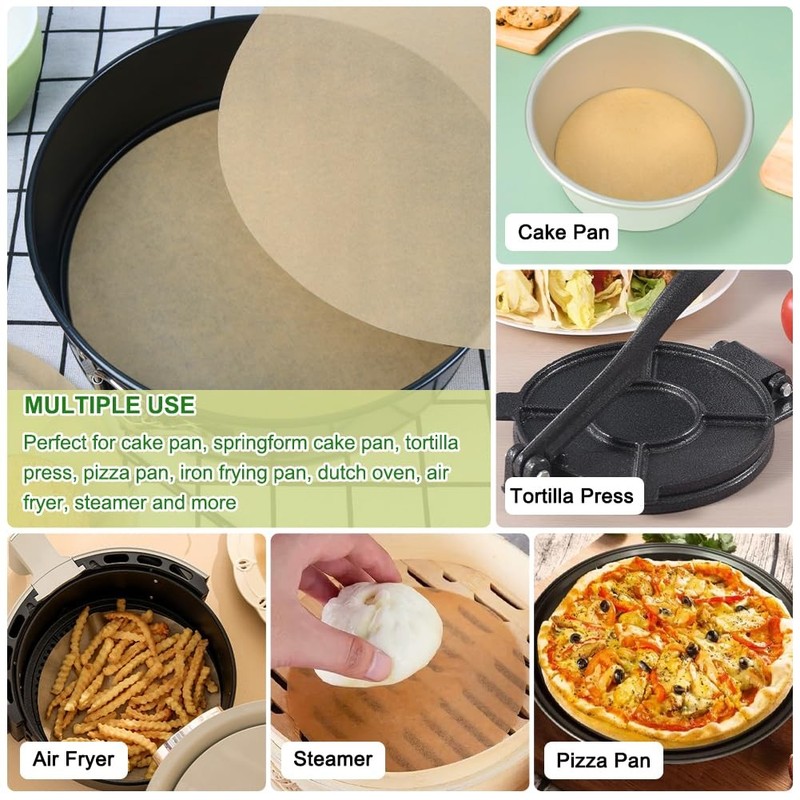 BOYAN 12 Inch Parchment Paper Rounds, Set of 220, 12inch-220pcs, Unbleached gallery