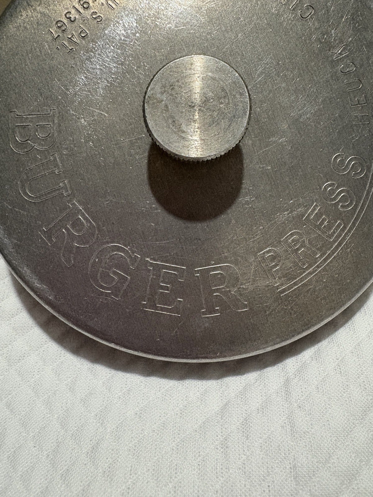 Vintage Aluminum Burger Press with Slide Bar by HEUCK 3.75 " gallery