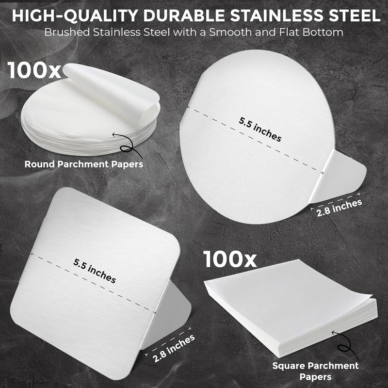 Stainless Steel Burger Press –5.5 Inch round and Square Meat Masher with Silicon gallery