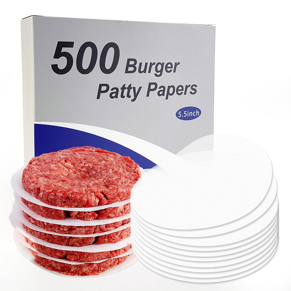 Burger Patty Paper Round 5.5 Inch Set of 500Pcs Non Stick inch, Red