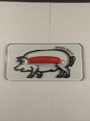 Prepology 2lb Glass Bacon Burger Press Pig Decal Gray Comfort Grip Handle Grill