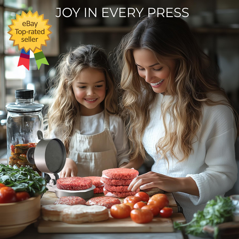 Burger Press Patty Maker Adjustable Thickness 1/4 Lb to 3/4 Lb with Ejector gallery