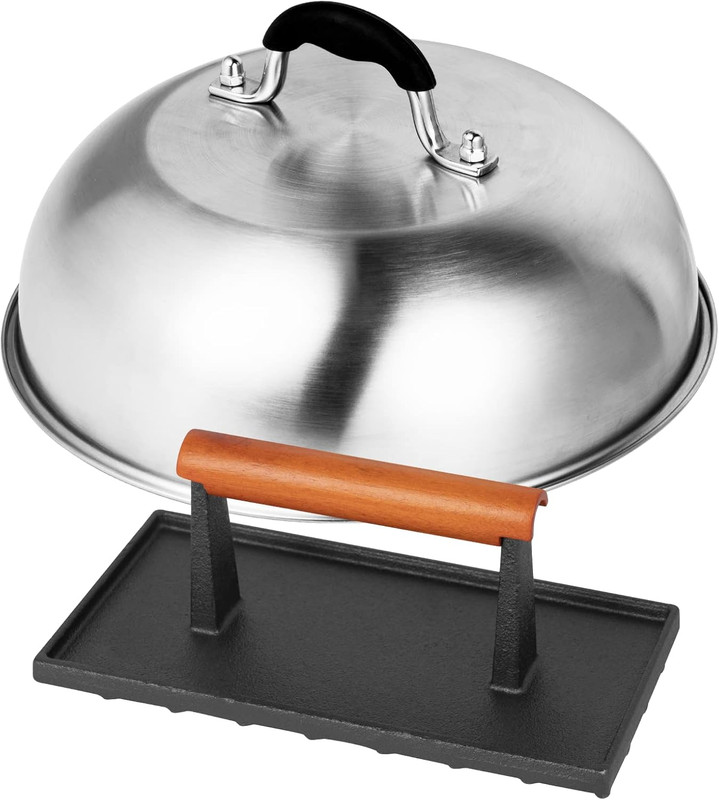 12" Melting Dome Cast Iron Griddle Burger Bacon Press Accessories for Blackstone gallery