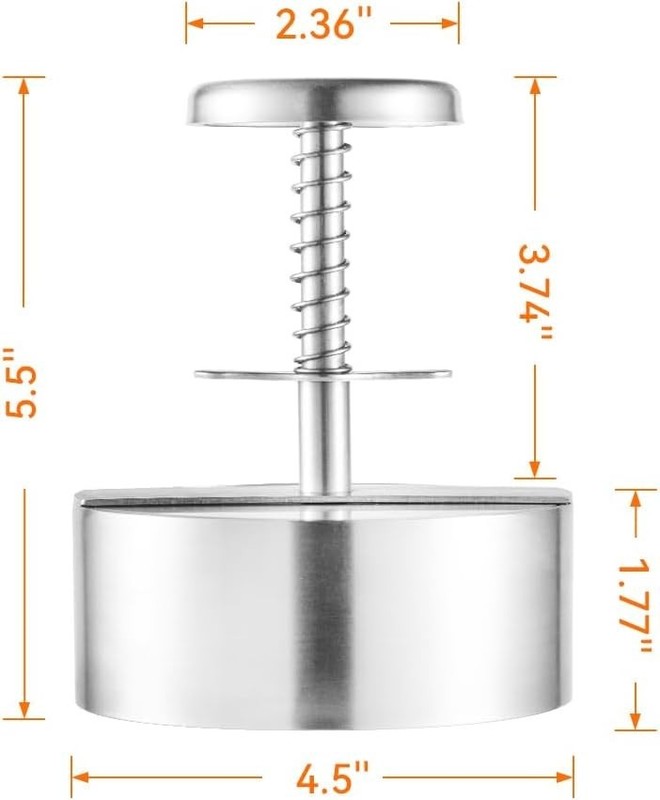 304 Stainless Steel Burger Press - 4.5" Hamburger Patty Maker, Heavy Duty Sta... gallery