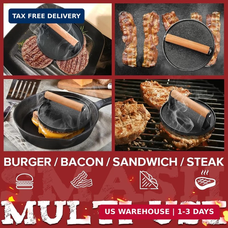 Grilliance Smash Burger Press Kit, 3 in 1 Hamburger Press Patty Maker, Dark Blac gallery