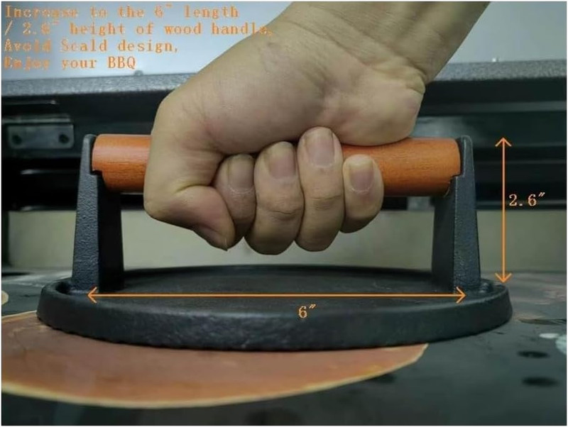 Burger Press 7.08" round & 8.3”X4.3”Rectangle Heavy-Duty Cast Iron Smash Meat St gallery
