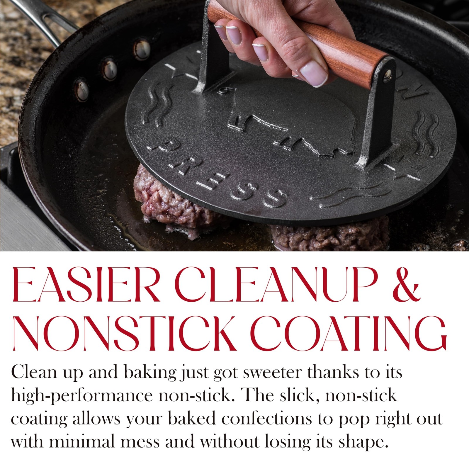 Bellemain Bacon Press 8.5-Inch Round | Heavy-duty Cast Iron Grill Press for P... gallery