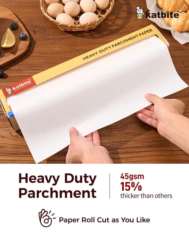 Katbite Parchment Paper Roll for Baking, 2 Pack of 15 15 in x 420 ft, White gallery