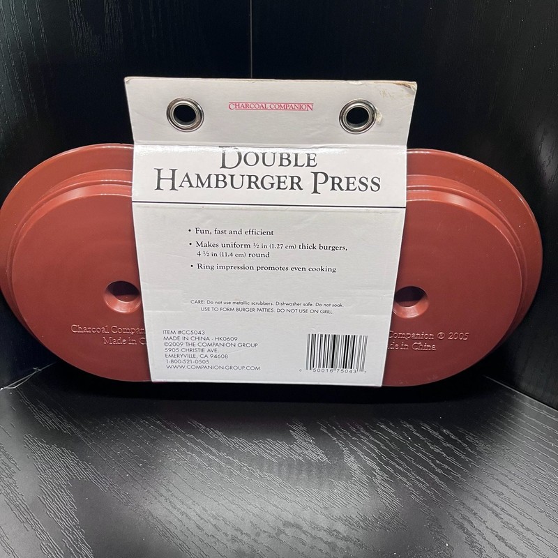 Charcoal Companion Double Hamburger Press Burger Patty Maker NEW w/ Package gallery