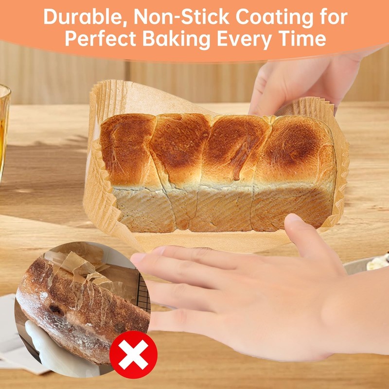 100 Pcs Loaf Pan Liners for Baking Bread 9x5 Inch, 9 × 5 inches, Brown gallery