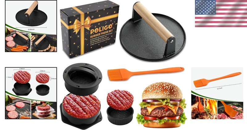 Ultimate Smash Burger Press Kit - Non-Stick, Effortless Patties Every Time gallery