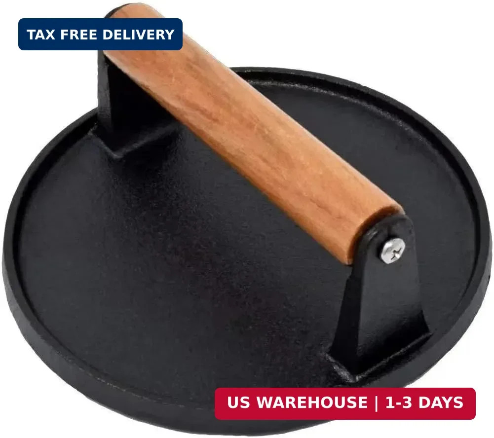 Kitchen Tools Heavy Duty Cast Iron Smash Burger Press Round Barbecue Meat Flat P gallery