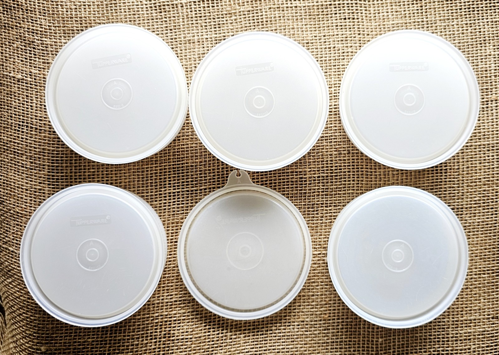 Vintage Tupperware 7pc Hamburger Press Keepers 4.5" gallery