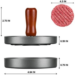 Stainless Steel Patty Maker Mold with Wood Handle
